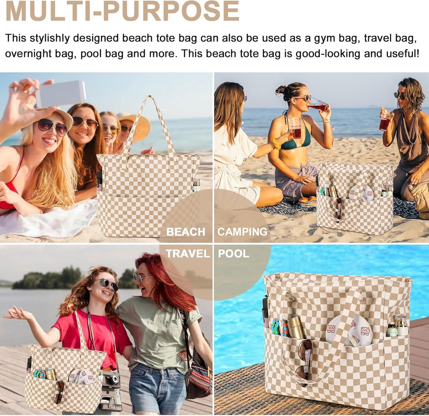 Extra-large waterproof beach bag with wet pocket – Buy 1, get 1 FREE