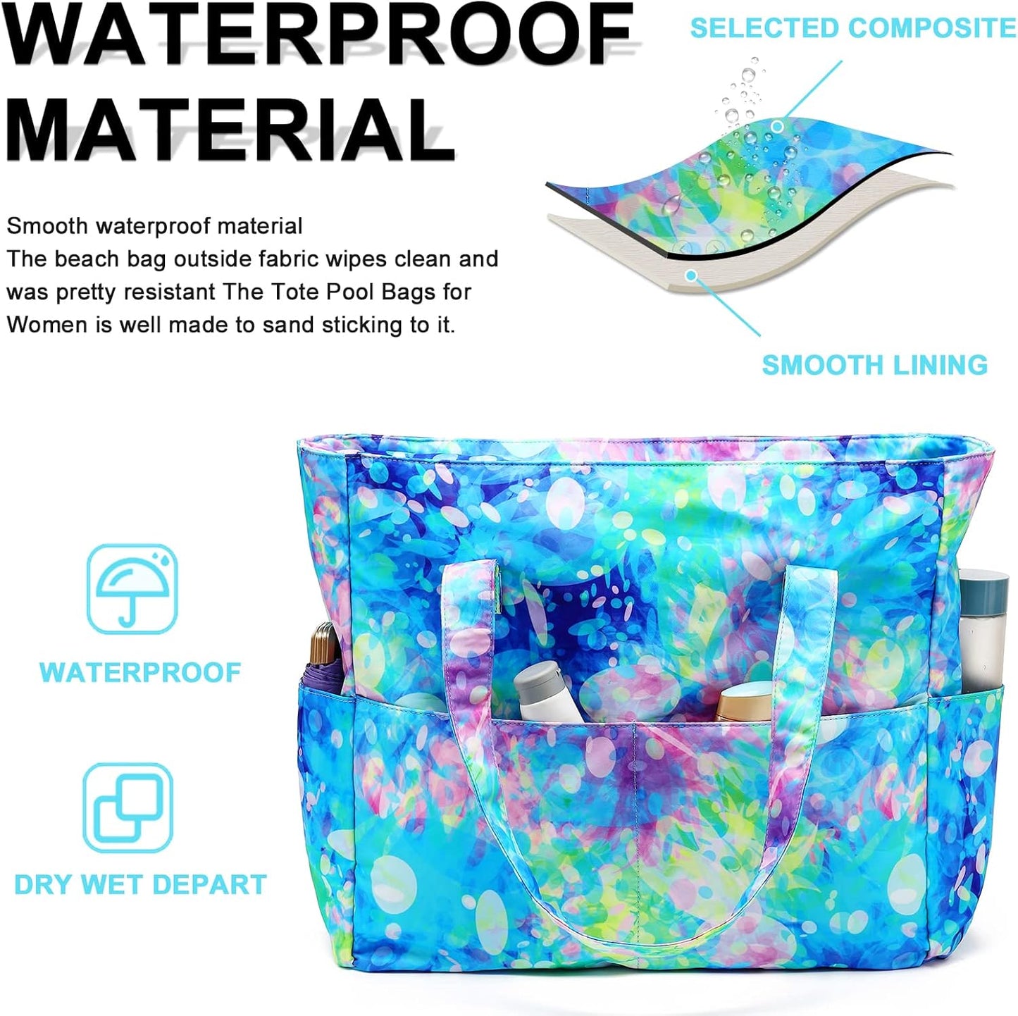 Extra-large waterproof beach bag with wet pocket – Buy 1, get 1 FREE