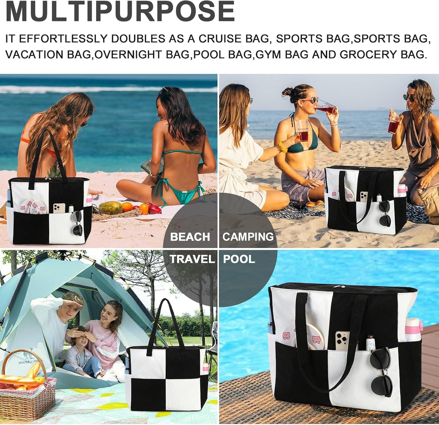 Extra-large waterproof beach bag with wet pocket – Buy 1, get 1 FREE