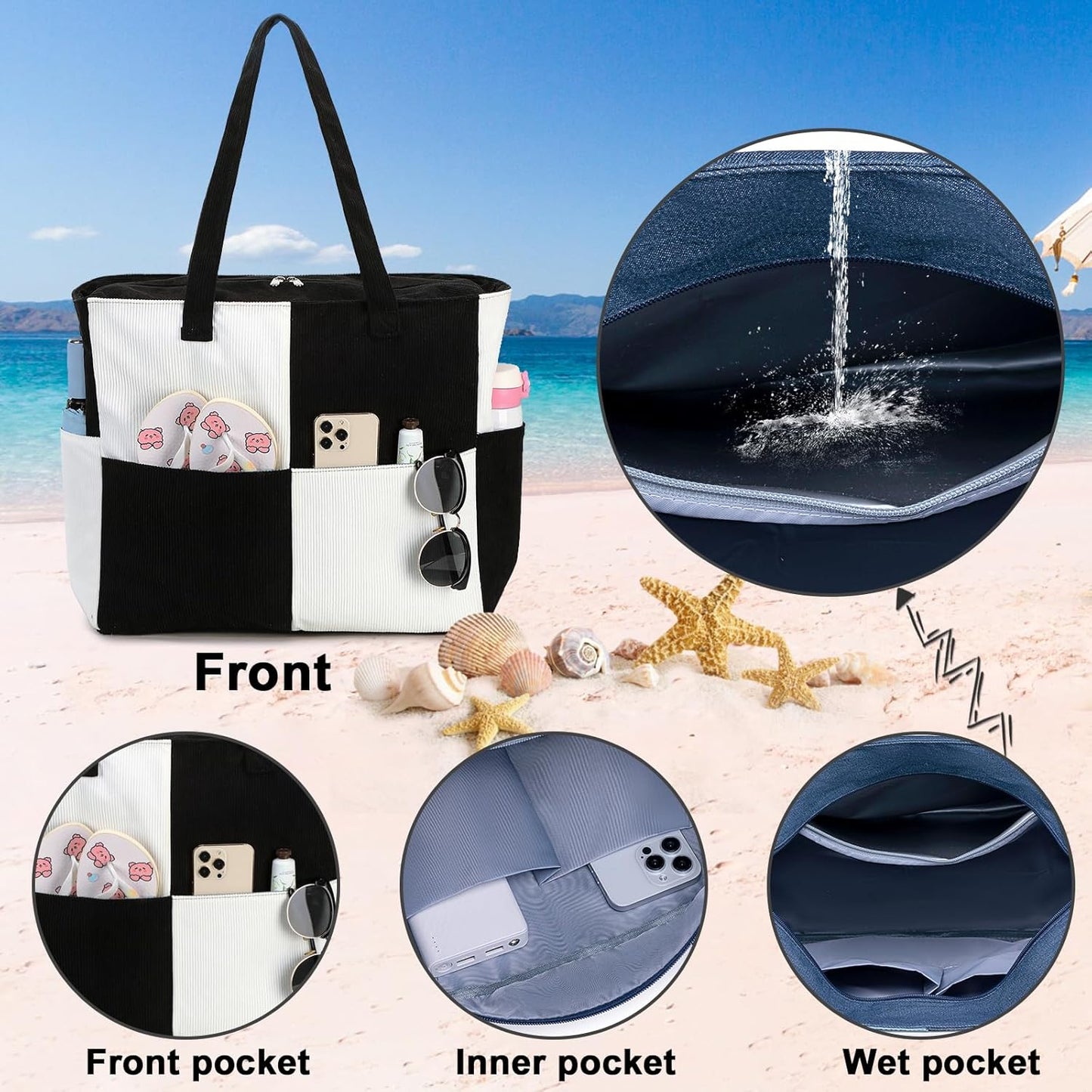Extra-large waterproof beach bag with wet pocket – Buy 1, get 1 FREE