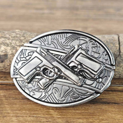 Oval Bull Skull Belt Buckle with Hidden Knife 25