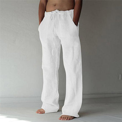 Casual men's linen trousers with a wide cut for summer – Elias