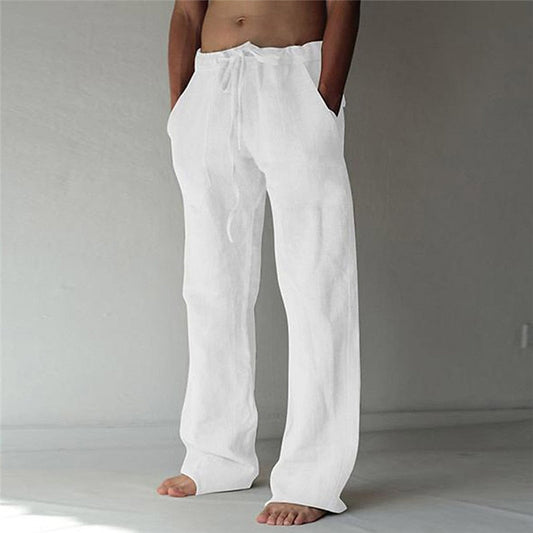 Casual men's linen trousers with a wide cut for summer – Elias