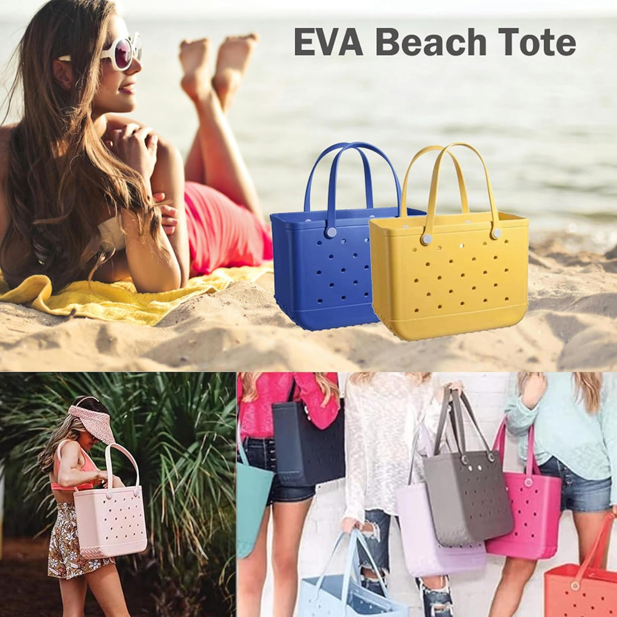 Women's Washable EVA Beach Tote Bag - Size L 9
