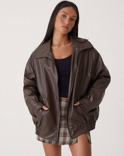 Oversized Loose Leather Women's Jacket – Yara
