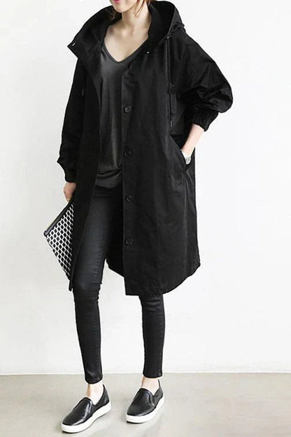 Women's Hooded Longline Waterproof Trench Coat Oversized Fit 3