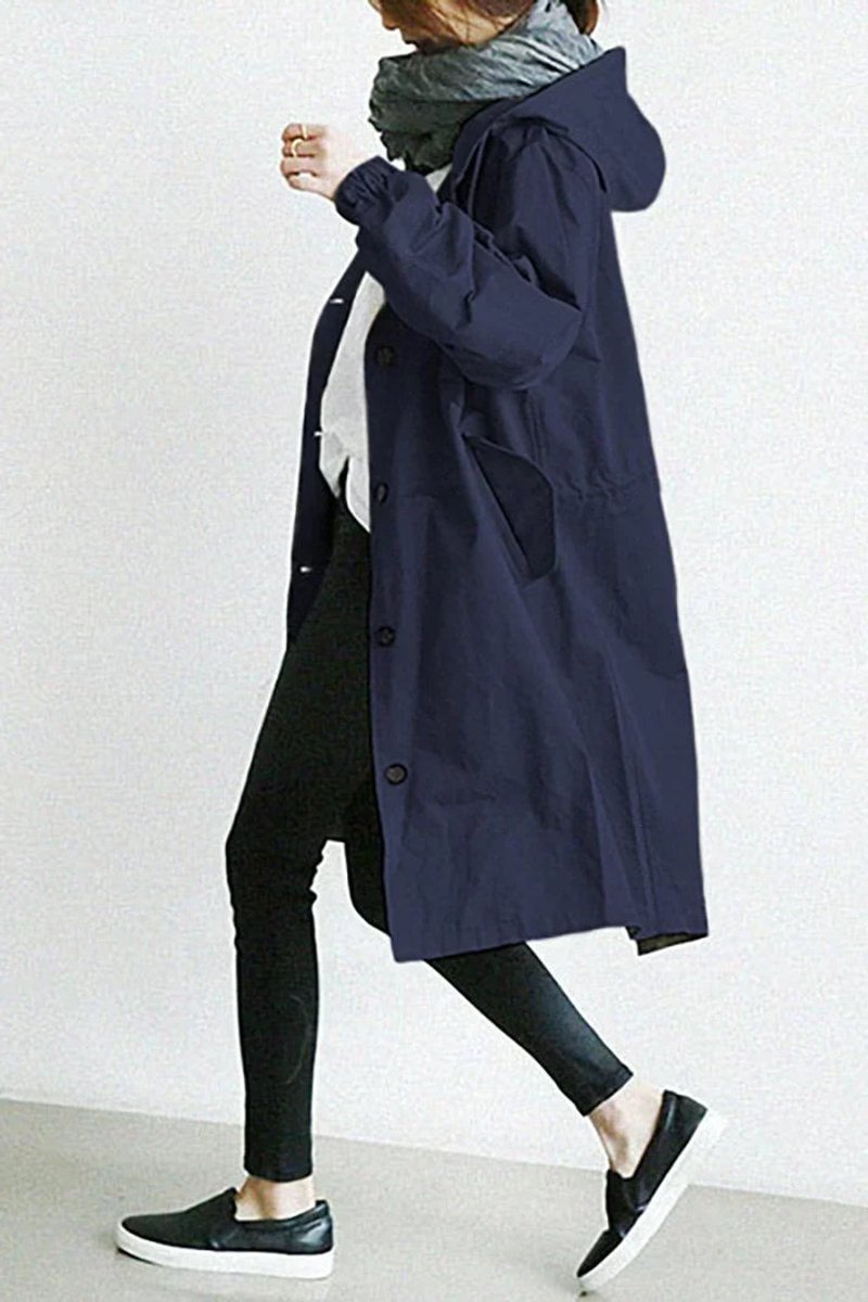 Women's Hooded Longline Waterproof Trench Coat Oversized Fit 5
