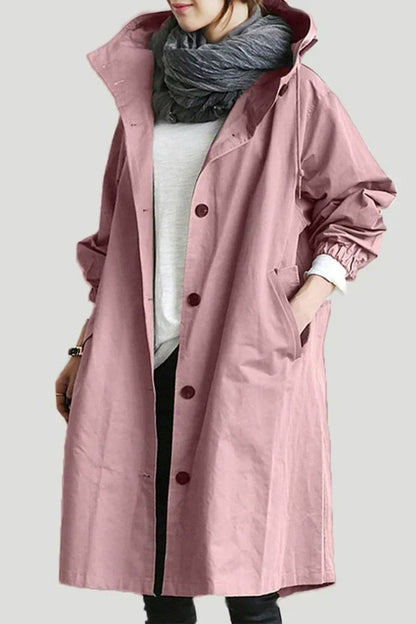 Women's Hooded Longline Waterproof Trench Coat Oversized Fit 9