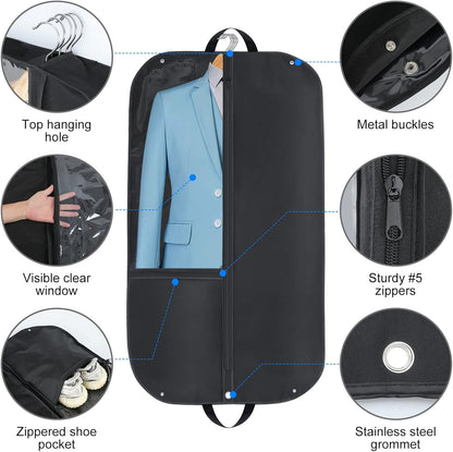 Waterproof Oxford garment bag – suit cover with side gusset and pockets (Buy 1, Get 1 FREE)