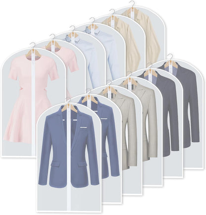 PEVA garment bag set – pack of 12 hanging garment covers in 3 sizes (Buy 1, get 1 FREE)