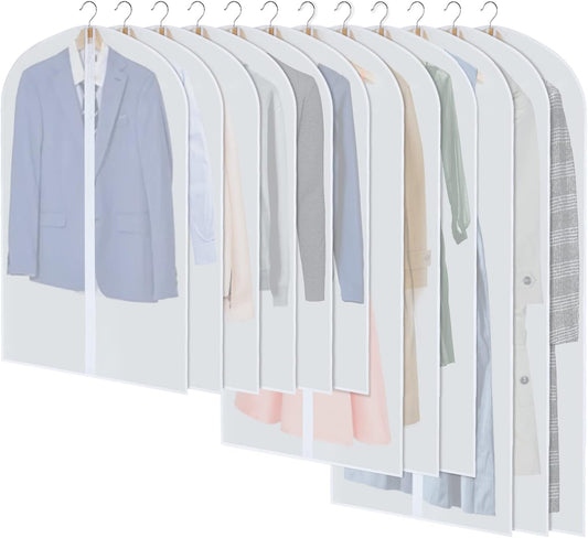 PEVA garment bag set – pack of 12 hanging garment covers in 3 sizes (Buy 1, get 1 FREE)