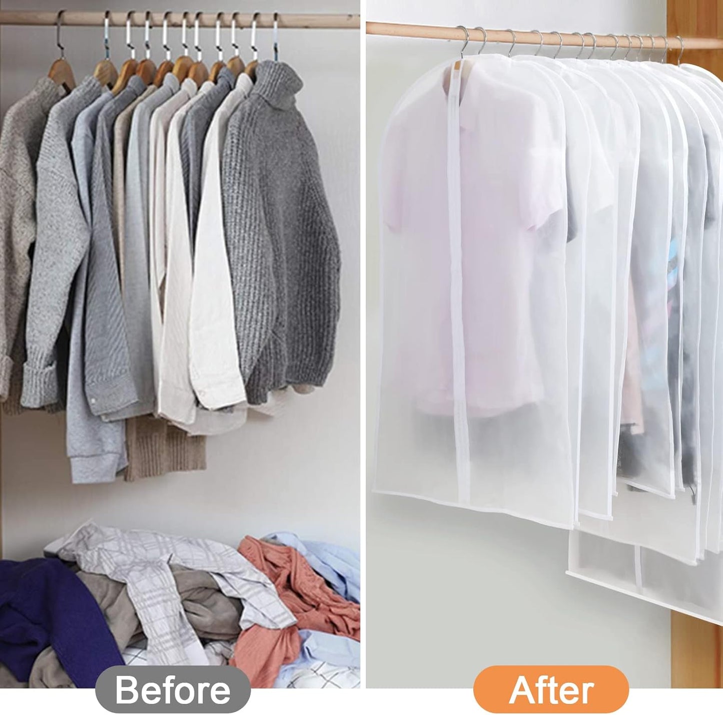 PEVA garment bag set – pack of 12 hanging garment covers in 3 sizes (Buy 1, get 1 FREE)