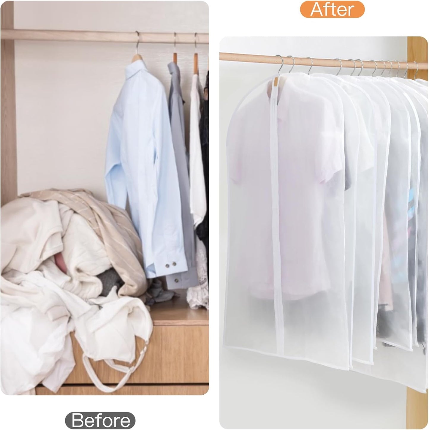 PEVA garment bag set – pack of 12 hanging garment covers in 3 sizes (Buy 1, get 1 FREE)