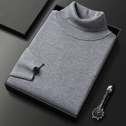 Men's Cashmere Blend Turtleneck Sweater with Ribbed Finish 5
