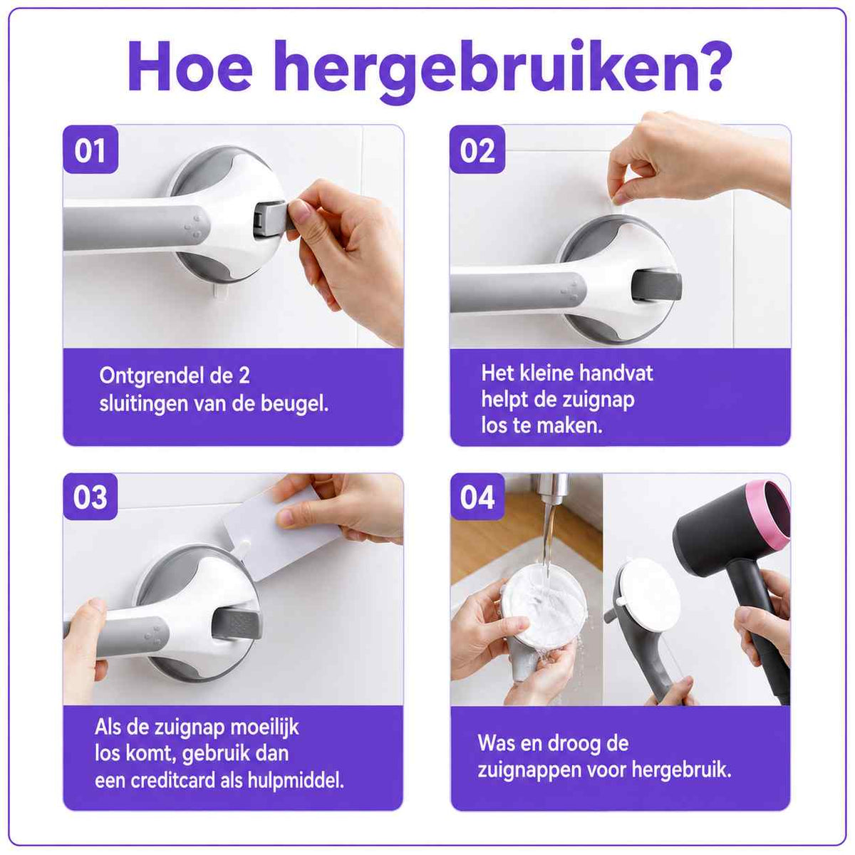 Four-step guide to reusing the bar: unlock the levers, lift the tab, loosen with a card if needed, then wash and dry the cups. 18