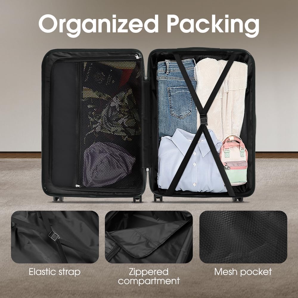 ABS hard-shell suitcase with spinner wheels and TSA lock
