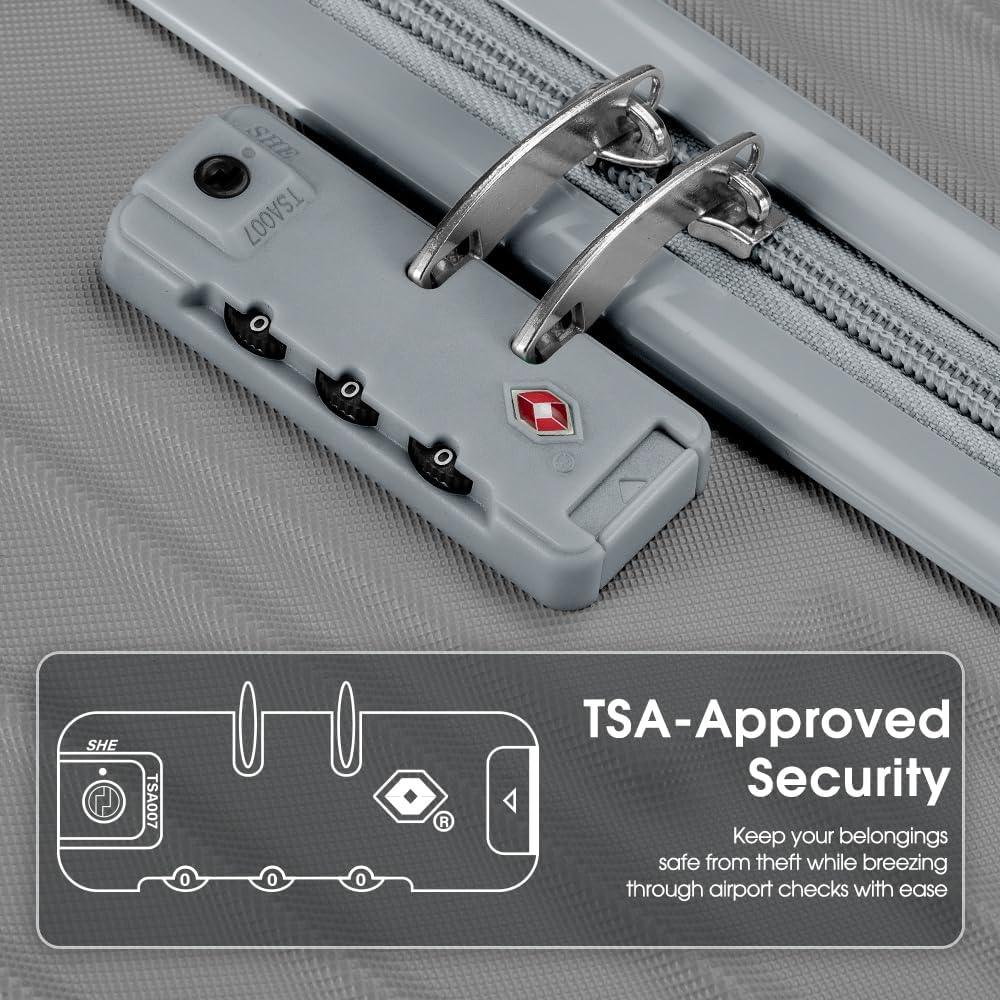 ABS hard-shell suitcase with spinner wheels and TSA lock