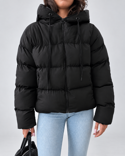 Women's Oversized Hooded Padded Puffer Jacket with Zip Front 2
