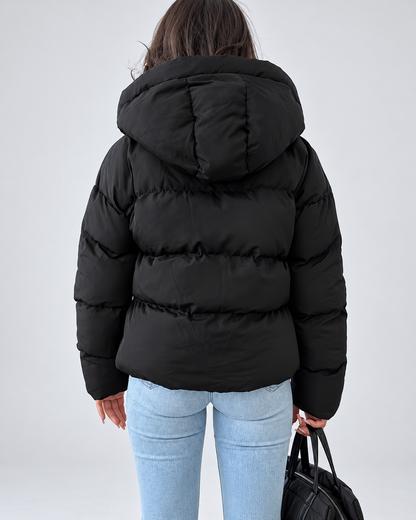 Women's Oversized Hooded Padded Puffer Jacket with Zip Front 3
